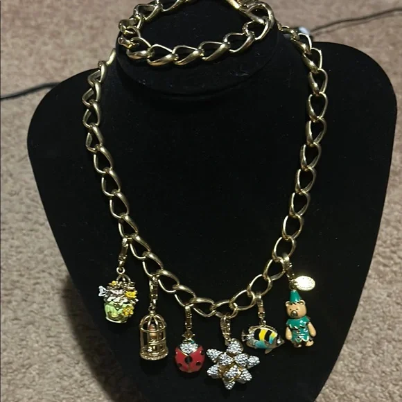 Juicy Couture Gold Charms on a Monet Necklace with Matching Bracelet - Picture 2 of 16